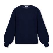 Marineblå Uldblandet Crewneck Sweater