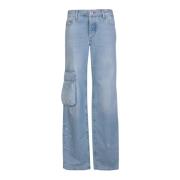 Blå Cargo Jeans med Unikt Malet Detalje