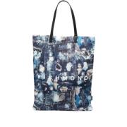 Ikonisk Denim Mønster Shopper Taske