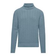 Varm Bomuld Cable Strik Mock Neck Sweater