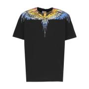 Sort Lunar Wings Print T-shirt til Mænd