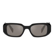 Rektangulære solbriller med sort stel og grå Multilayer linser
