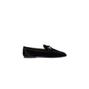 Elegant Sort Velvet Loafer med Kæde