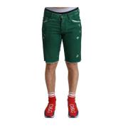 Grøn Tattered Bomuld Denim Bermuda Shorts