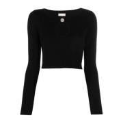 Kvinders Jewel Neck Cropped Sweater