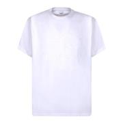 Hvid Bomuld T-Shirt med Præget Logo