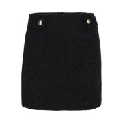 Sort Tweed Mini Nederdel