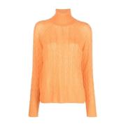 Orange Cashmere Turtleneck Sweater