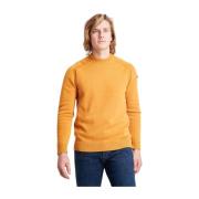 Ensfarvet bomulds sweater med rund hals