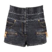 Højtaljede slidte denim mini-shorts