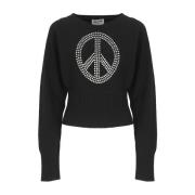 Sort sweater med Peace logo