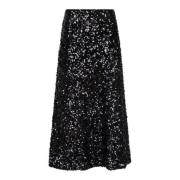 Elegant Sequins Skirt - Lang - Sort