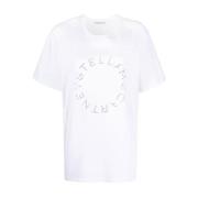 Hvid Oversize T-shirt i Bomuld med Rhinsten Logo