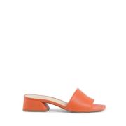 Orange Læder Sandal med 4cm Hæl
