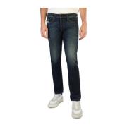 Herre Solid Farve Legg-Jeans med Knappelukning