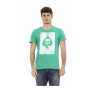 Grøn Bomuld T-Shirt med Frontprint