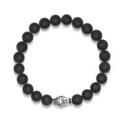 Men's Wristband with Matte Onyx and Buddha