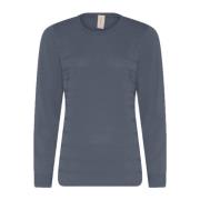 Struktureret O-Neck Pullover Bluse