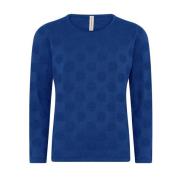 Dotted O-Neck Pullover Bluse