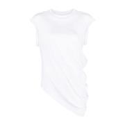 Asymmetrisk bomuld T-shirt med draperet design