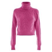 Blød Angora Blandings Sweater med Mesh Effekt
