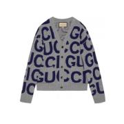 Intarsia Uld Cardigan med Logo