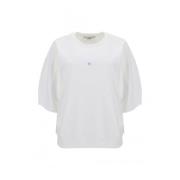 Hvid Bomuldssweatshirt med Kort Ærme