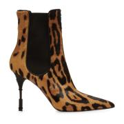 Moneta leopard print læder ankelstøvler