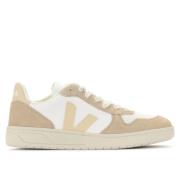 Hvid Læder og Beige Ruskind V-10 Sneaker