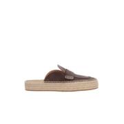 Brun Læder Mule Flatform Sandaler