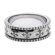 Men's Silver Cross Patterned Ring