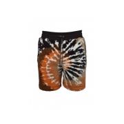 Orange og Brun Tie-Dye Fleece Shorts