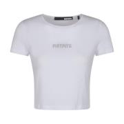 Hvid Cropped Logo T-Shirt