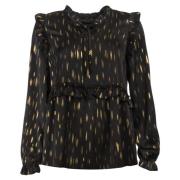 Nartina LS Bluse, Sort/Guld