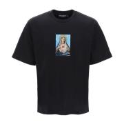Trykt T-shirt med Rhinestones