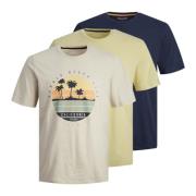 Sommer Vibe Print Mix T-Shirt 3 Pakke