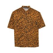 Leopard Print Linned-Bomuld Skjorte