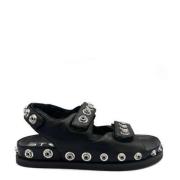 Studded Læder Sandal med Velcrolukning