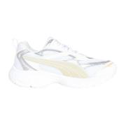 Metallisk Beige Hvide Sneakers Kvinder