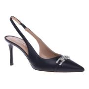 Court shoe in black calfskin