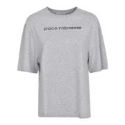 Logo-Print Rhinestone T-Shirt - Grå