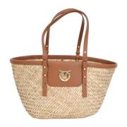 Love Summer Basket Beige Læder Taske