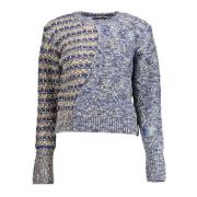 Blå Polyester Sweater med Kontrastdetaljer
