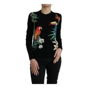 Fugleprint Uld-Silke Cardigan Sweater