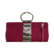 Bordeaux Suede Clutch med Reptilindsats