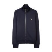 Navy Cotton Zebra Logo Zip Sweatshirt