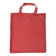 Rød og hvid stof tote taske