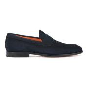 Blå Ruskind Slip-On Loafers