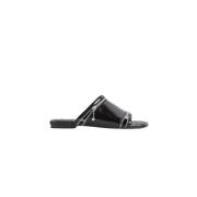 Sort læder Peep sandal