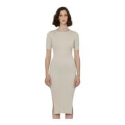 Slim Fit Rund Hals Midi Kjole